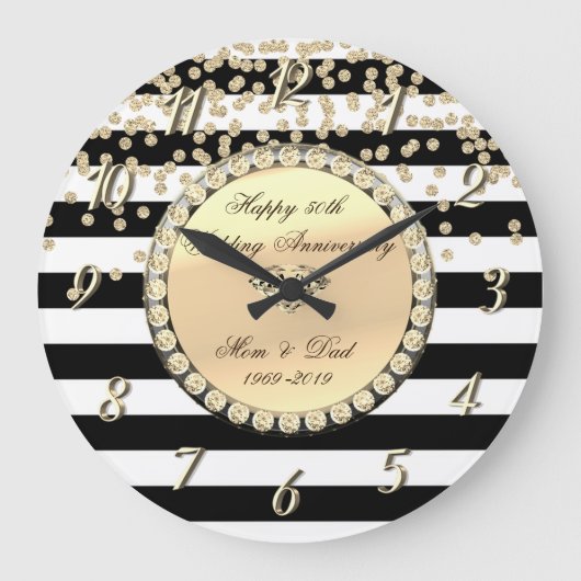 ゴールド ダイヤモンド ストライプ 25周年記念 ラージ壁時計 (正面)