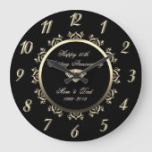 ゴールド ダイヤモンド スワールズ 50周年結婚記念日 ラージ壁時計 (正面)