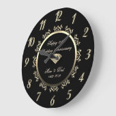 ゴールド ダイヤモンド スワールズ 50周年 結婚記念日 ラージ壁時計 (傾斜)