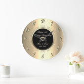 ゴールド ダイヤモンド スワール ゴールド 25周年 結婚記念日 ラージ壁時計 (ホーム)