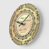ゴールド ダイヤモンド スワール 25周年結婚記念日 ラージ壁時計 (傾斜)