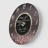 ゴールド ダイヤモンド スワール 25周年 ボケ ウェディング アニバーサリー ラージ壁時計 (傾斜)