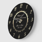 ゴールド ダイヤモンド スワール 25周年 結婚記念日 ラージ壁時計 (傾斜)