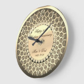 ゴールド ダイヤモンド、ダマスク 25周年記念結婚式 ラージ壁時計 (傾斜)