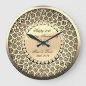 ゴールド ダイヤモンド、ダマスク 25周年記念 結婚25周年 ラージ壁時計 (正面)