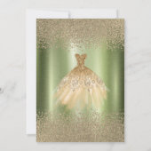 ゴールド ダイヤモンド ドレス ライトグリーン ブライダルシャワー 招待状 (裏面)