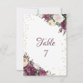 ゴールド ダイヤモンド バーガンディ フラワー テーブル カード (裏面)