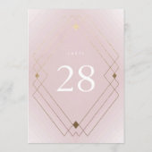 ゴールド ダイヤモンド ピンク デコ ギャツビー 5 x 7 テーブル ナンバー (裏面)