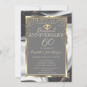 ゴールド ダイヤモンド フレーム 大理石 結婚記念日 招待状 (正面)