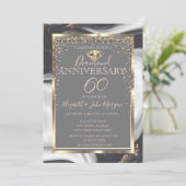 ゴールド ダイヤモンド フレーム 大理石 結婚記念日 招待状 (スタンド正面)