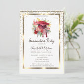 ゴールド ダイヤモンド,フレーム,花の卒業帽 招待状 (スタンド正面)