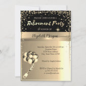 ゴールド ダイヤモンド フレーム、風船、退職パーティー 招待状 (正面)