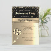 ゴールド ダイヤモンド フレーム、風船、退職パーティー 招待状 (スタンド正面)