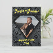 ゴールド ダイヤモンド モダン エレガント オーダーメイド ウェディング セーブザデート (スタンド正面)