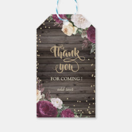 ゴールド ダイヤモンド ワインレッドの花 木 ギフトタグ