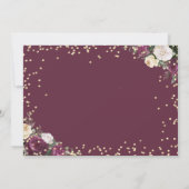 ゴールド ダイヤモンド ワインレッド フラワー ウェディング 招待状 (裏面)