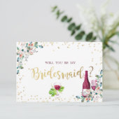 ゴールド ダイヤモンド ワインレッド フラワー  ブライズメイド カード (スタンド正面)