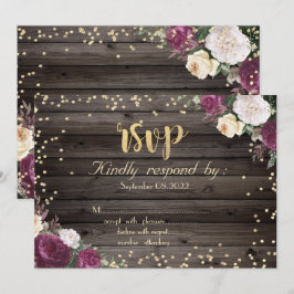 ゴールド ダイヤモンド ワインレッド 花 木 招待状