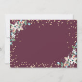 ゴールド ダイヤモンド ワインレッド 花 結婚式 招待状 (裏面)