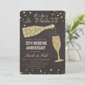 ゴールド ダイヤモンド ワイン グラス アニバーサリー 招待状 (スタンド正面)