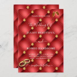 ゴールド ダイヤモンド 赤 ちりめん 豪華 結婚式 招待状