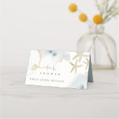 ゴールド ダスキー ブルー ビーチィ スターフィッシュ ブライズシャワー プレイスカード (裏面)