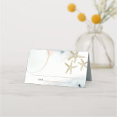 ゴールド ダスキー ブルー ビーチィ スターフィッシュ ブライズシャワー プレイスカード (正面)