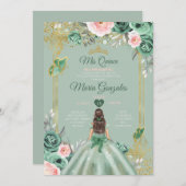 ゴールド ダスティーグリーン ピンク ミス キンセ 15 アノス 招待状 (正面/裏面)