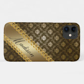 ゴールド ダマスク ガーリー シャイニー エレガント 名前入り Case-Mate iPhoneケース (裏面(横))