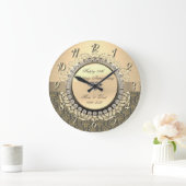 ゴールド ダマスク スワール 25周年結婚記念日 ラージ壁時計 (ホーム)