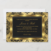 ゴールド ダマスク ボウ フォト 50周年 結婚記念日 2 招待状 (裏面)
