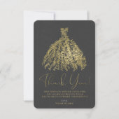 ゴールド＆ダークグレー ボタニカルドレス ありがとうございます 招待状 (正面)