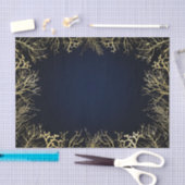 ゴールド＆ダークネイビーブルー エレガント コーラル ウェディング 薄葉紙 (クラフト)