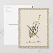 ゴールド チェロ 音楽奏者 ポストカード (正面/裏面)