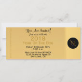 ゴールド チャイニーズ ドッグ ペーパーカット 2018 モノグラム フラット カード (裏面)