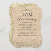 ゴールド チャンピエンス シマー 50周年 結婚記念日 招待状 (正面/裏面)