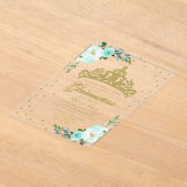 ゴールド ティアラ ティール 花 キンセアニェーラ アクリル招待状 (レイダウン)