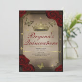 ゴールド ティアラ バタフライ マロン ローズ キンセンチャエラ 招待状 (スタンド正面)