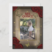 ゴールド ティアラ バタフライ マロン ローズ キンセンチャエラ 招待状 (裏面)