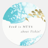 ゴールド ティール 水中の魚 釣りが大好きな人へ ラウンドシール (正面)
