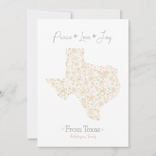 ゴールド テキサス クリスマス ラインアート パターン (正面)