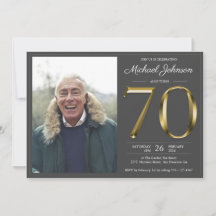 ゴールド テキスト ダーク グレー クラシック フォト 70歳の誕生日