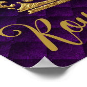 ゴールド テクスチャ クラウン パープル ロイヤル ファミリー ウォール アート プリント (角)