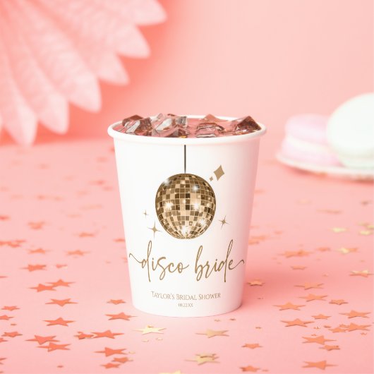 ゴールド ディスコボール ディスコ ブライド ブライズシャワー 紙コップ (インサイチュ)