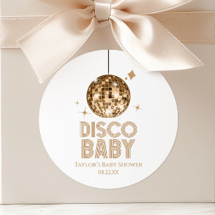 ゴールド ディスコボール 'Disco Baby' ベビーシャワー ラウンドシール