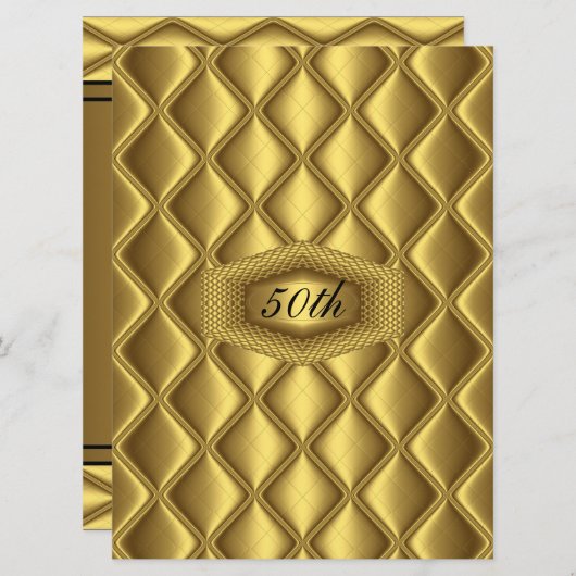 ゴールド デザイン 50歳の誕生日 結婚記念日 パーティー 招待状 (正面/裏面)