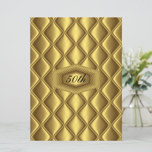 ゴールド デザイン 50歳の誕生日 記念パーティー 招待状 (スタンド正面)