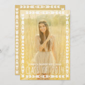 ゴールド トライバル アステカ 卒業式 招待状 (正面/裏面)