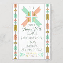 ゴールド トライバル アロー ベビーシャワー 招待状