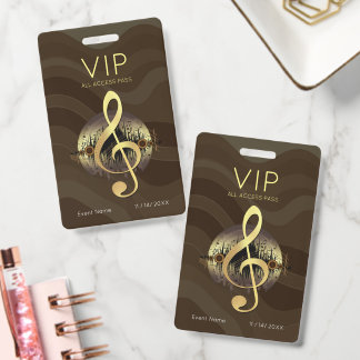 ゴールド トレブルクリフ VIP オールアクセス ウォーム アブストラクト ウェーブ バッジ